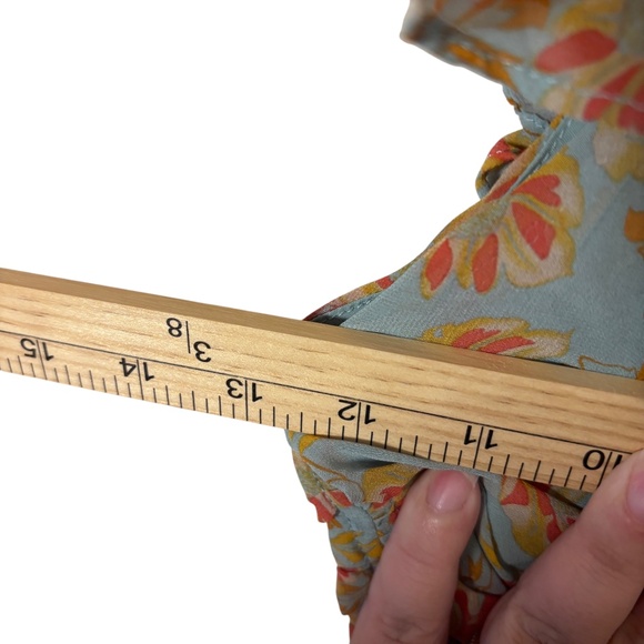 ASTR The Label Floral Ruffle Ruched Maxi Dress XS Blue Orange Boho Romantic - Picture 10 of 10